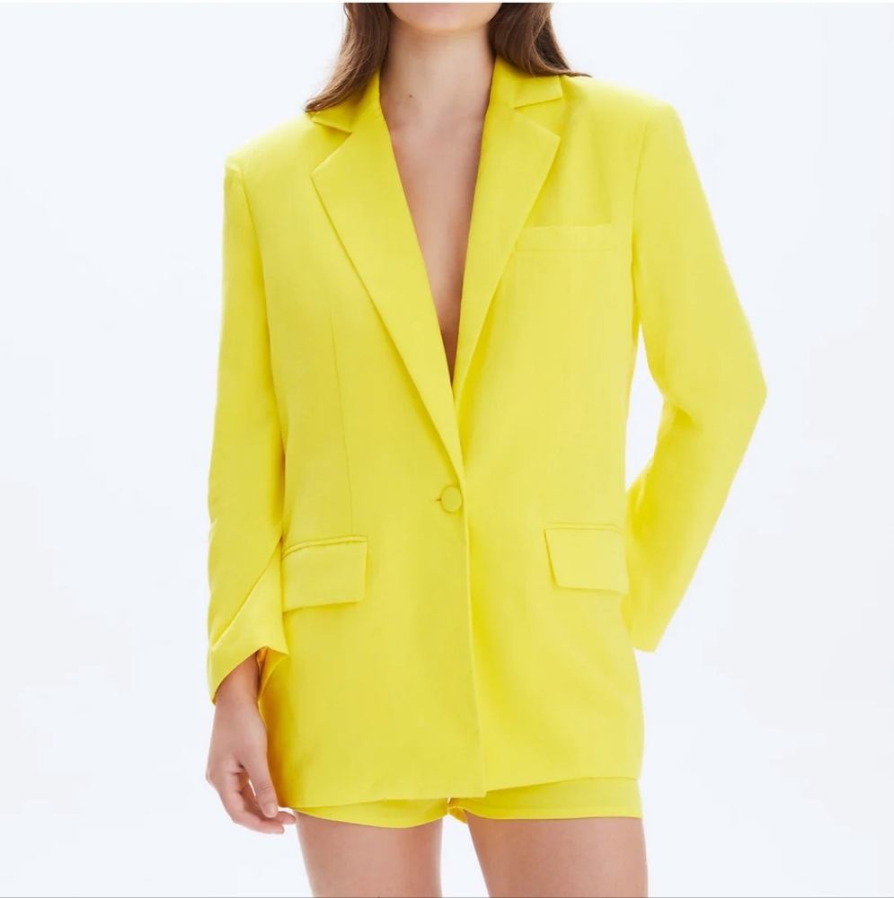 CHRLDR I NWT M Janet Oversized Lyocell Blazer I bright yellow
